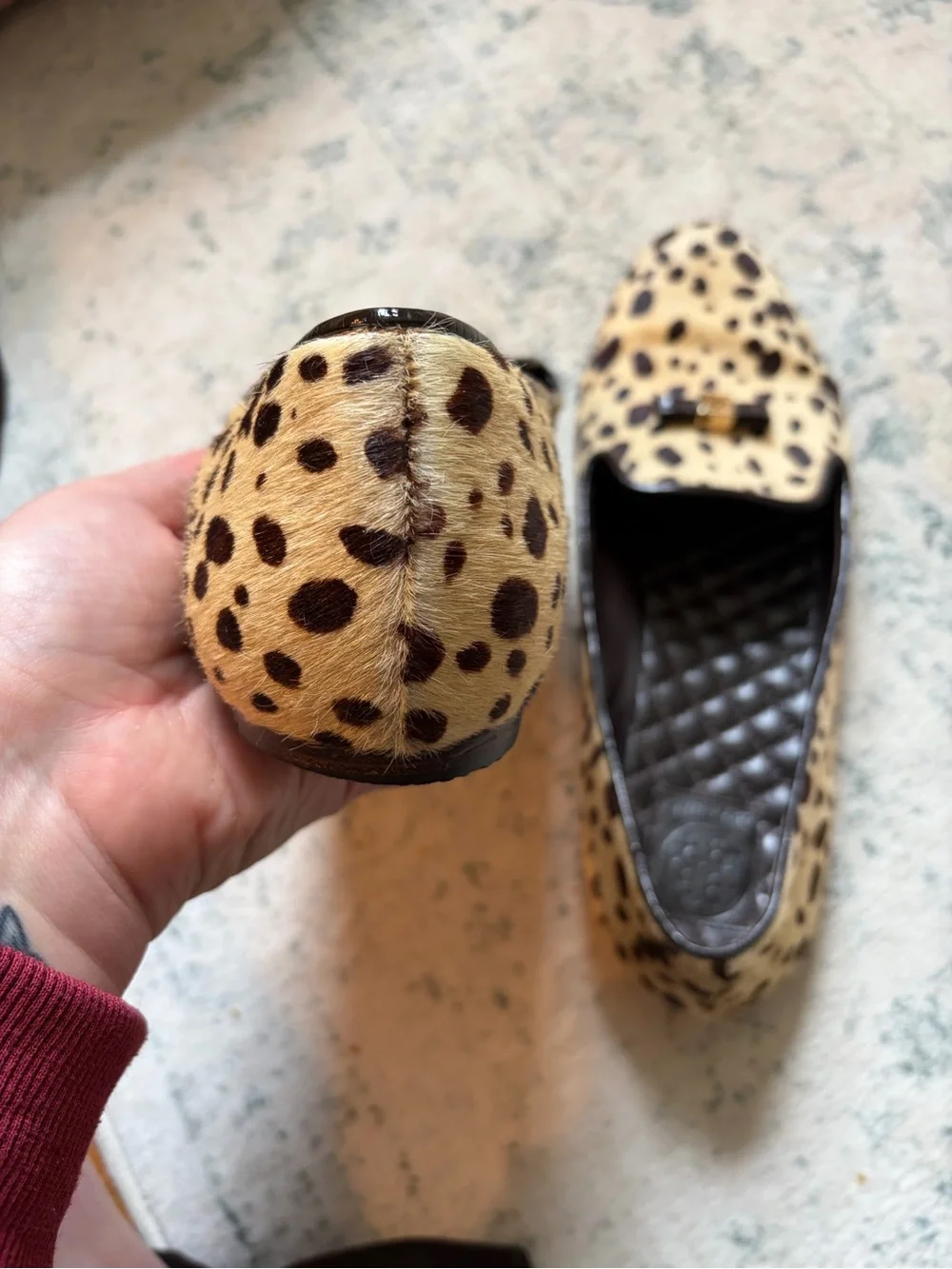 Tory Burch Leopard-Print Ballet Flats in Tan and Black with Logo Bow